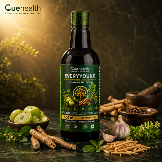 Cuehealth EverYoung Brand Ayurvedic Herbal Liquid - 20+ Traditional Herbs (500ml)