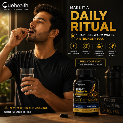 Cuehealth Pure Himalayan Shilajit Extract - 750mg | 60% Fulvic Acid (60 Vegetarian Capsules)