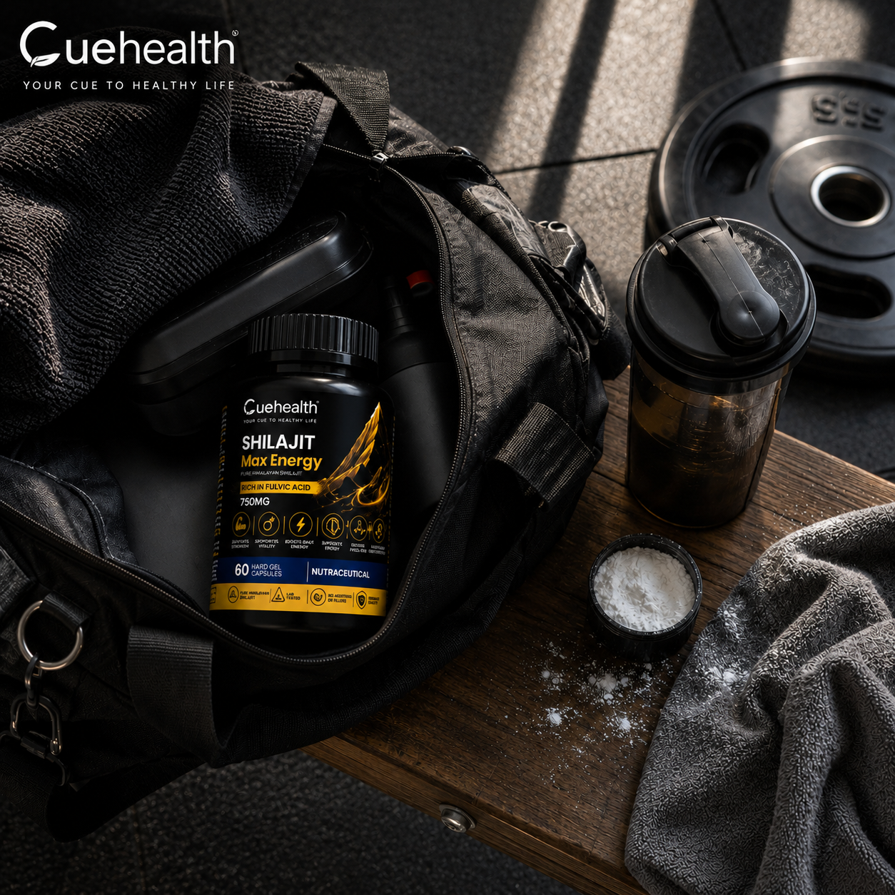 Cuehealth Pure Himalayan Shilajit Extract - 750mg | 60% Fulvic Acid (60 Vegetarian Capsules)