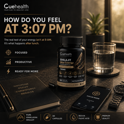 Cuehealth Pure Himalayan Shilajit Extract - 750mg | 60% Fulvic Acid (60 Vegetarian Capsules)