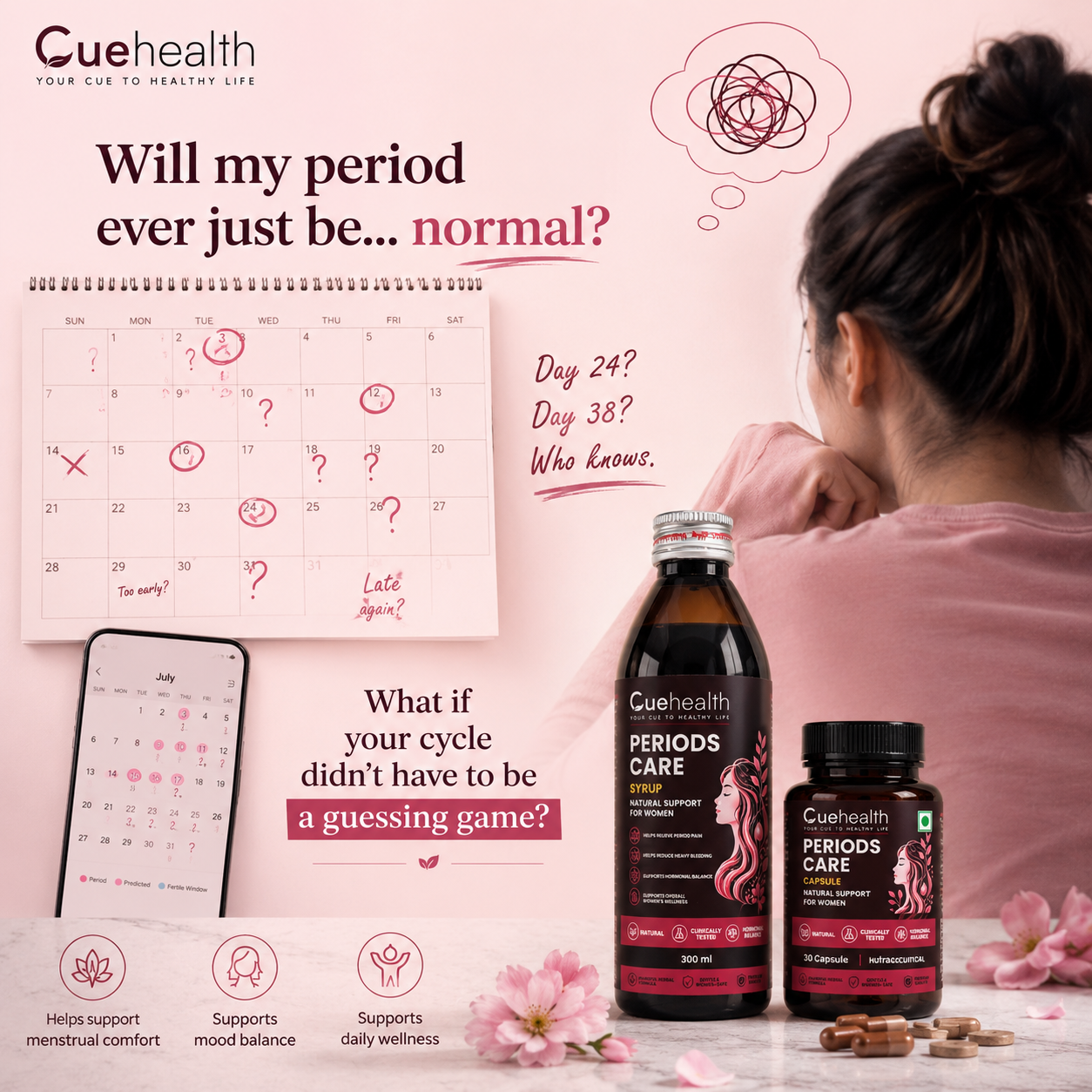 Cuehealth Women's Daily Comfort Ayurvedic Kit - Traditional Tablet & Herbal Syrup Blend