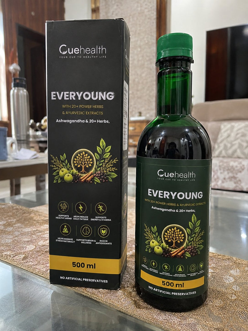 Cuehealth EverYoung bottle and box shared by Swati Gupta