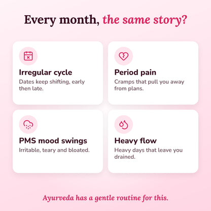 Cuehealth Periods Care Combo for Women | Ayurvedic Syrup 300ml + 30 Capsules | Period Comfort, PMS & Hormonal Balance