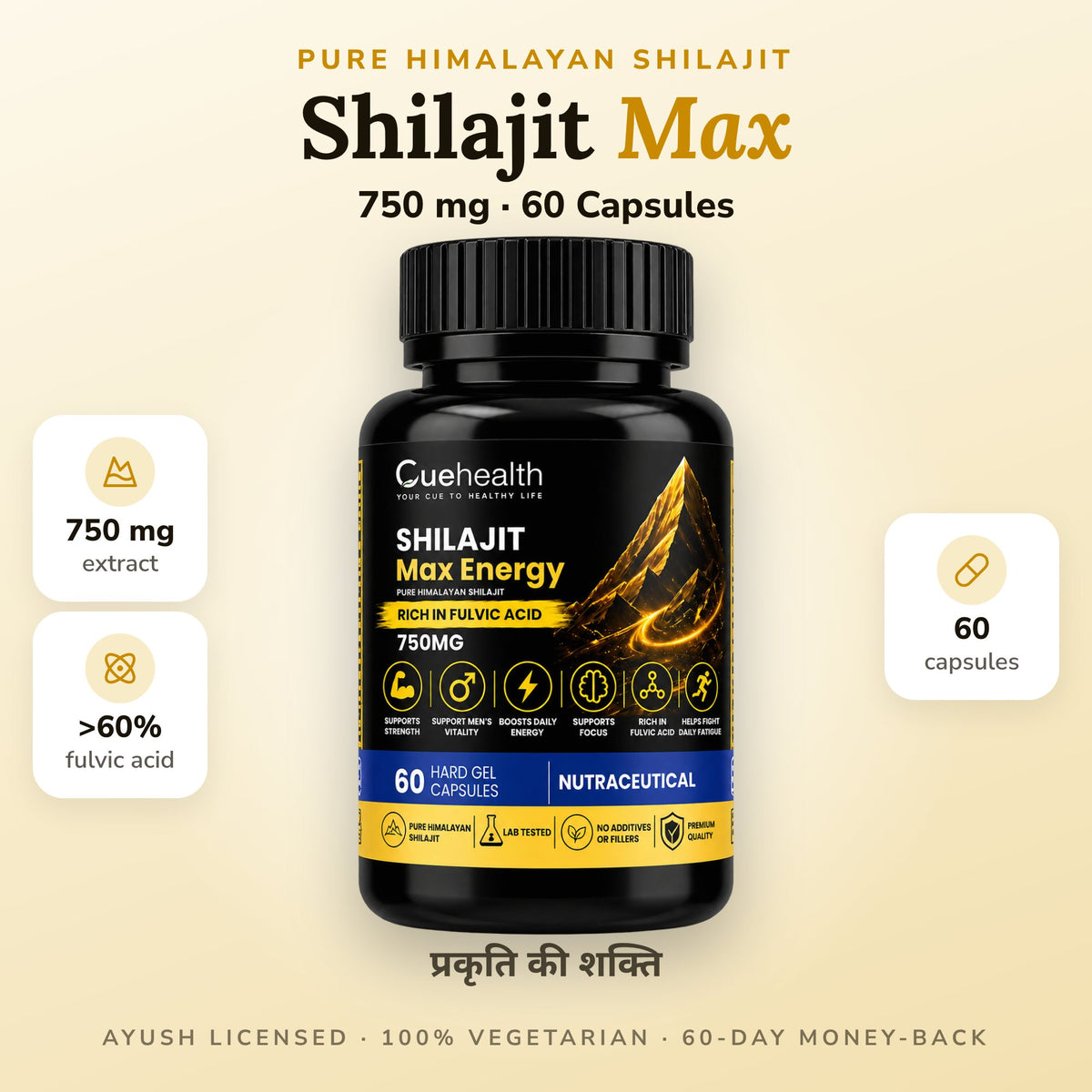 Cuehealth Shilajit Max 750mg Capsules - hero