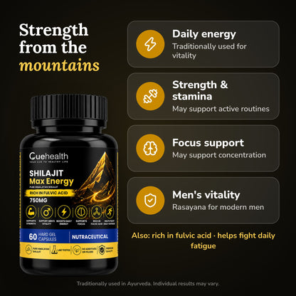 Cuehealth Shilajit Max 750mg Capsules - benefits