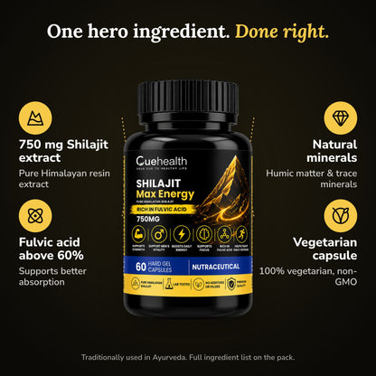 Cuehealth Shilajit Max 750mg Capsules - ingredients
