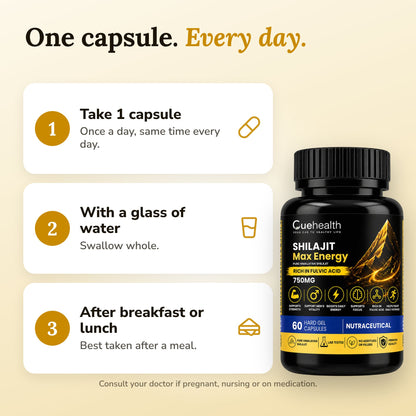 Cuehealth Shilajit Max 750mg Capsules - how to use