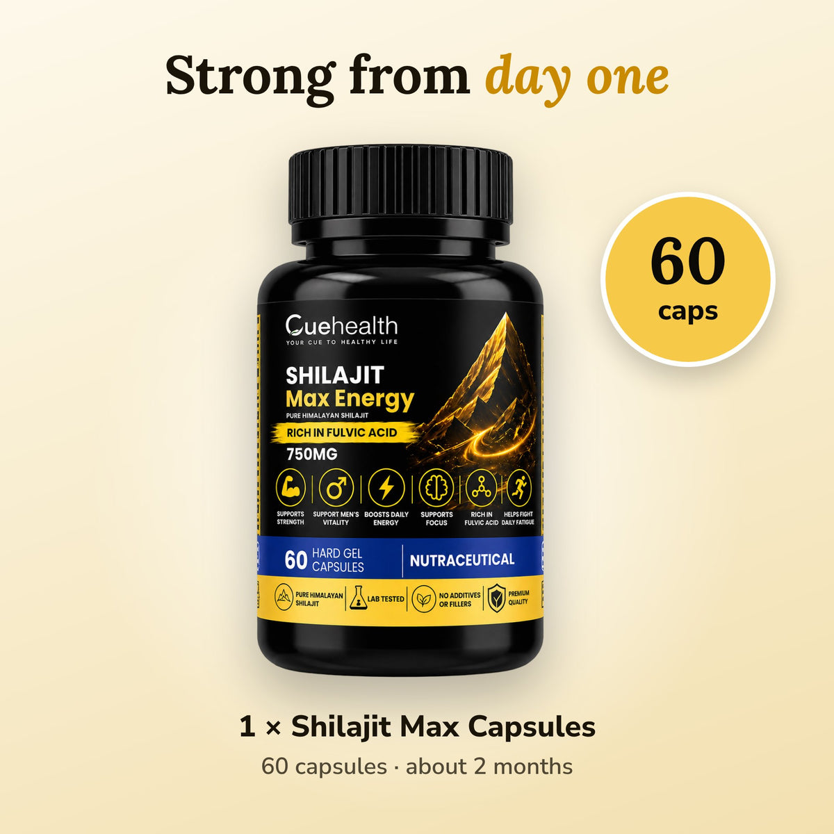 Cuehealth Shilajit Max 750mg Capsules - pack